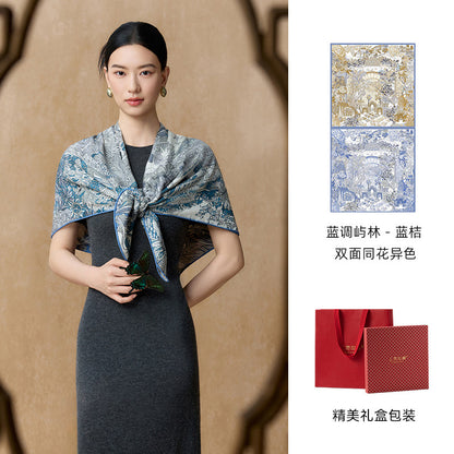 Island Grove Reversible Silk-Wool Jacquard Square Scarf