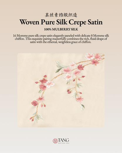 Joyful Plum Blossom Suzhou Embroidered Mulberry Silk Scarf / Shawl