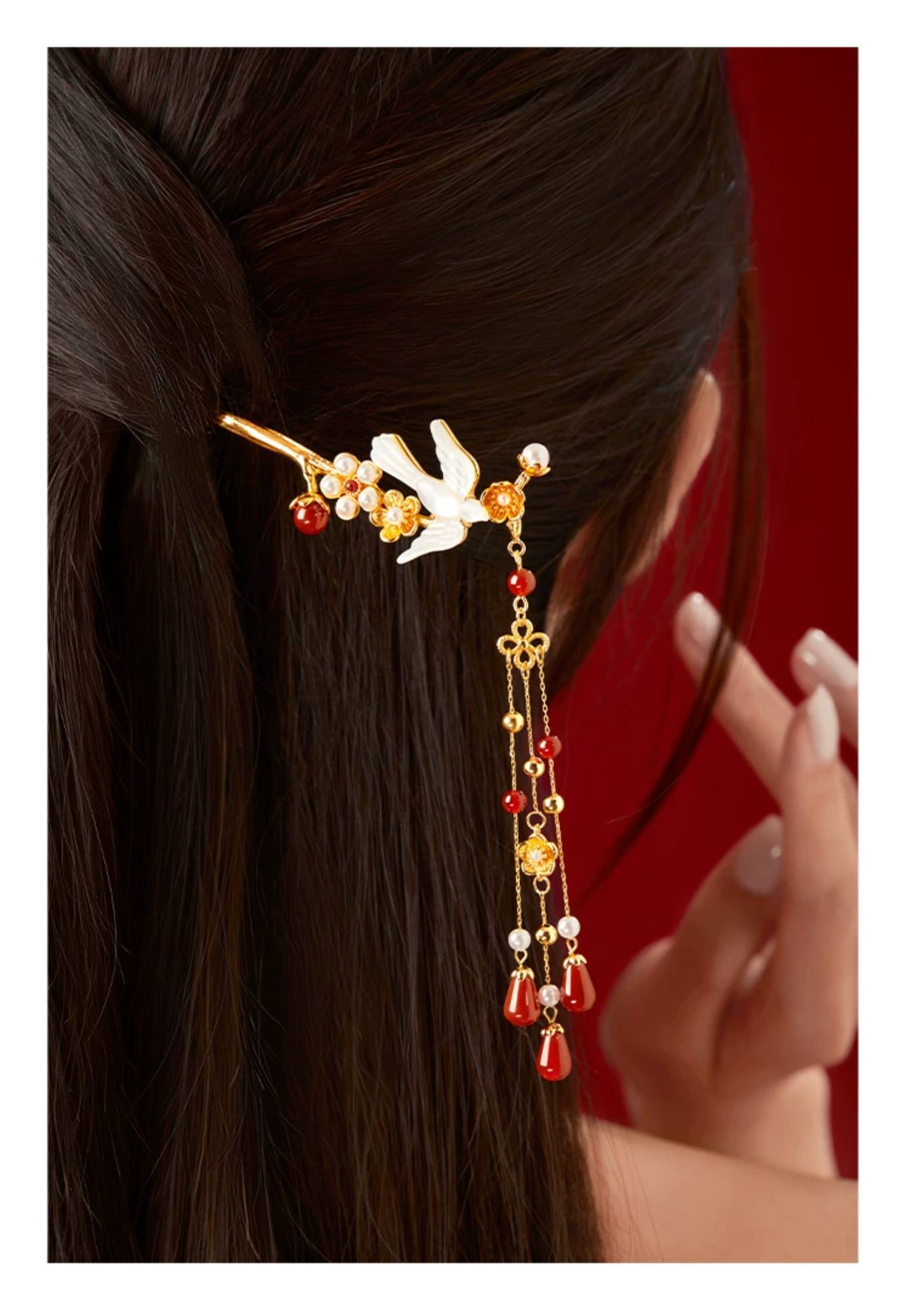 Joy on the Plum Branch Tassel Hairpin