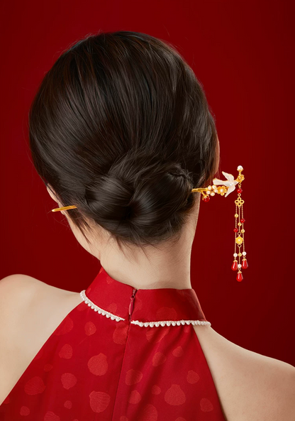 Joy on the Plum Branch Tassel Hairpin