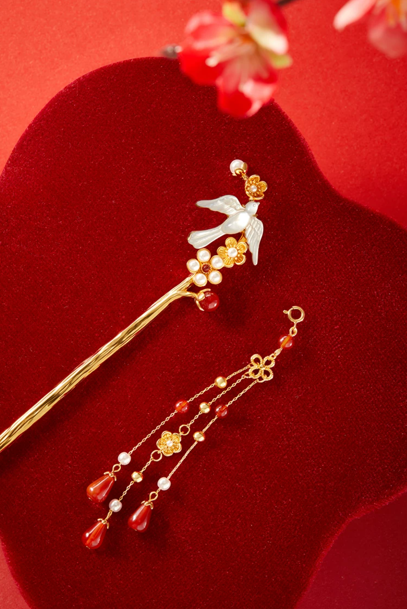Joy on the Plum Branch Tassel Hairpin