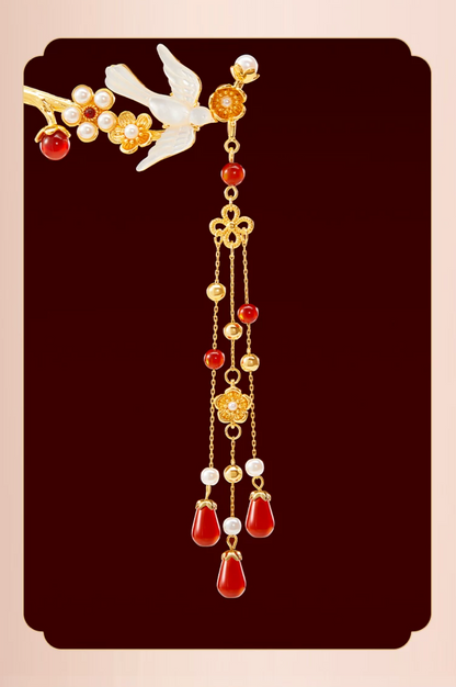 Joy on the Plum Branch Tassel Hairpin