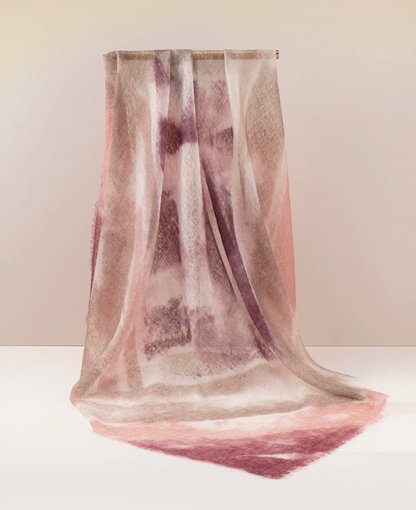 Layered Peaks Hand-Painted Cashmere Square Scarf