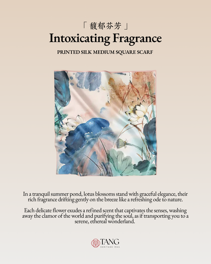 Lingering Fragrance Printed Mulberry Silk Square Scarf