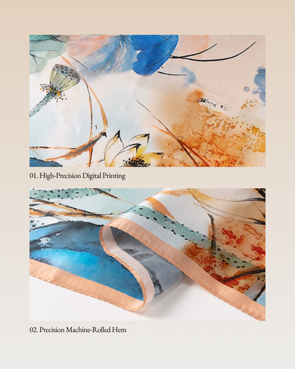 Lingering Fragrance Printed Mulberry Silk Square Scarf