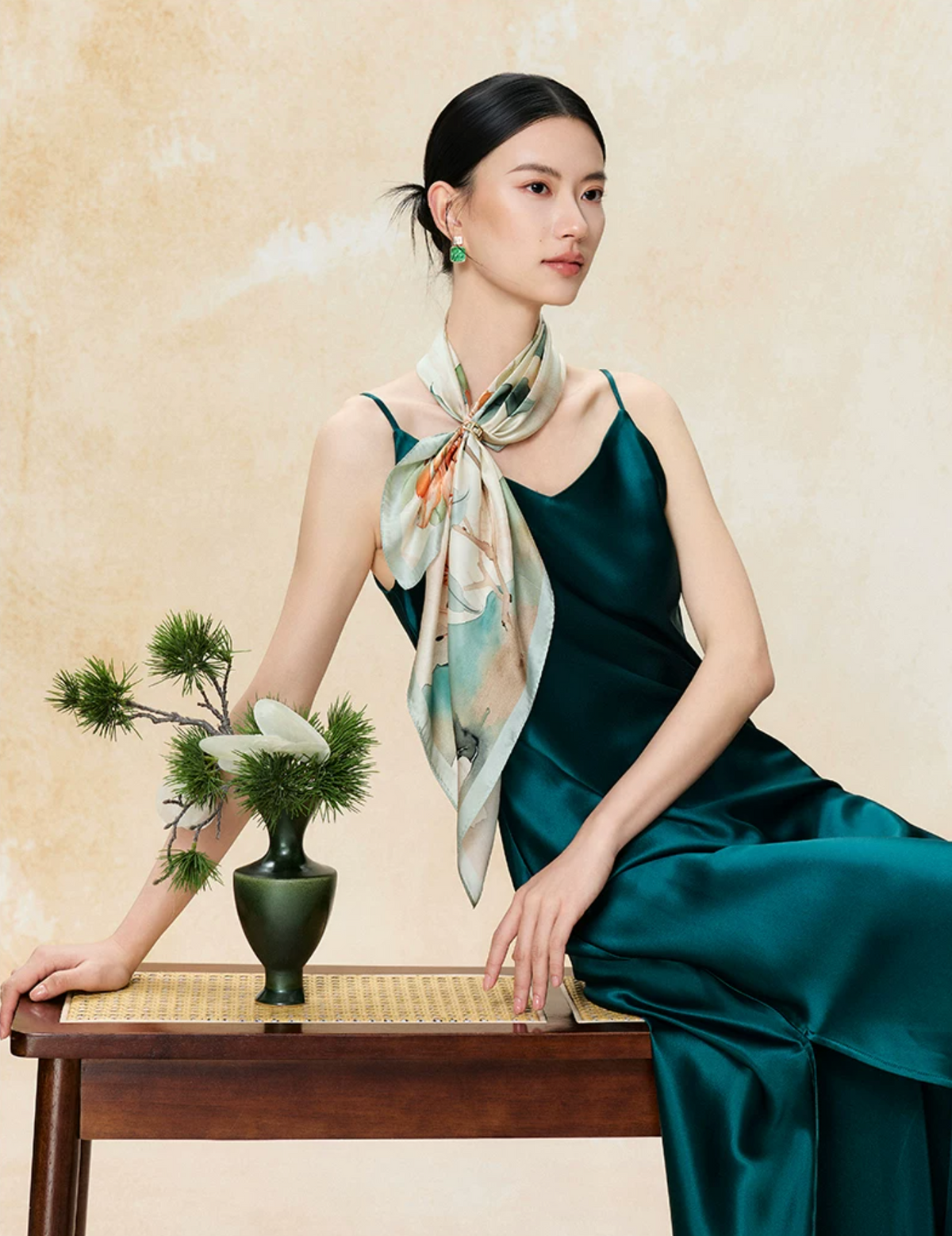 Lingering Fragrance Printed Mulberry Silk Square Scarf