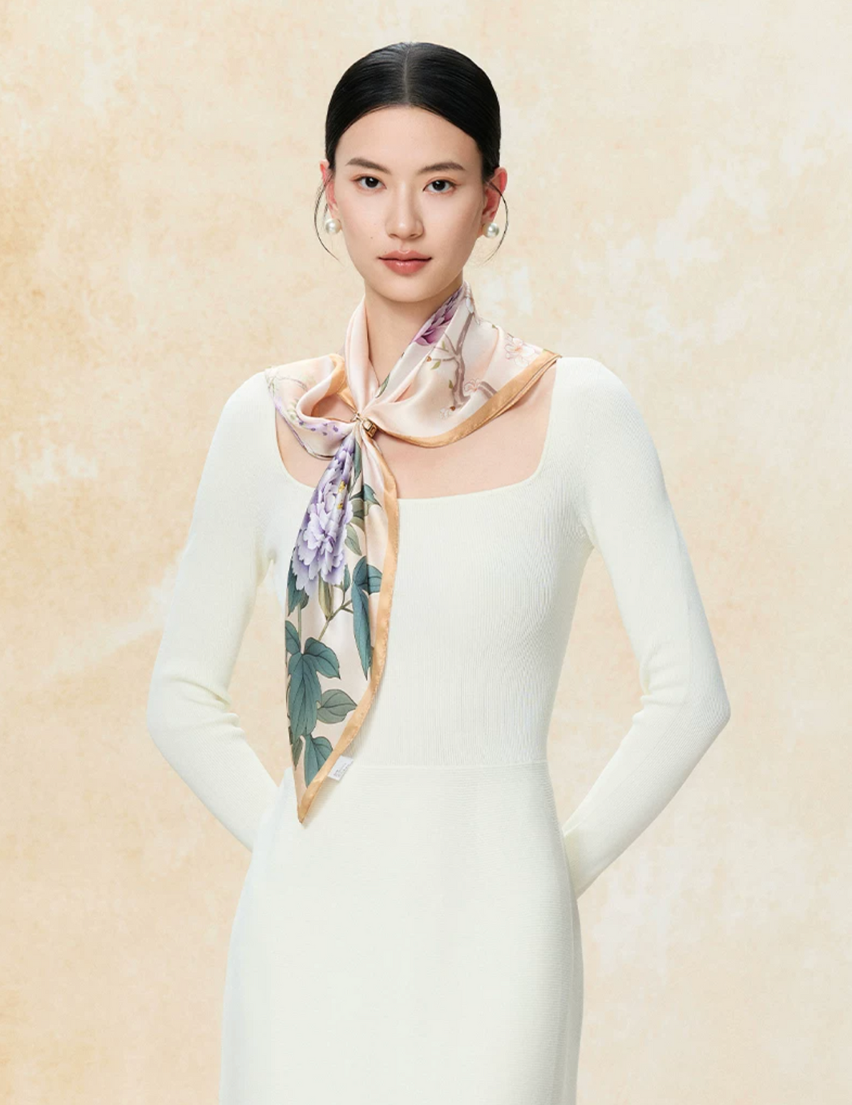 Lingering Fragrance Printed Mulberry Silk Square Scarf