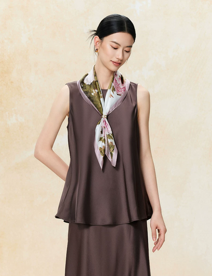 Lingering Fragrance Printed Mulberry Silk Square Scarf