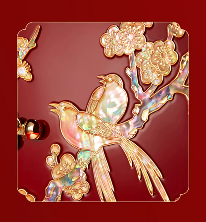 Magpie on Plum Blossom Mirror and Jewellery Box Gift Set