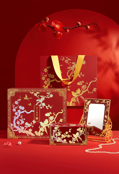 Magpie on Plum Blossom Mirror and Jewellery Box Gift Set