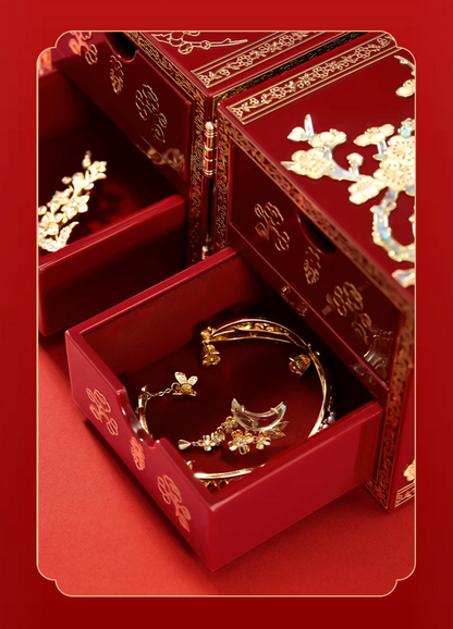 Magpie on Plum Blossom Mirror and Jewellery Box Gift Set