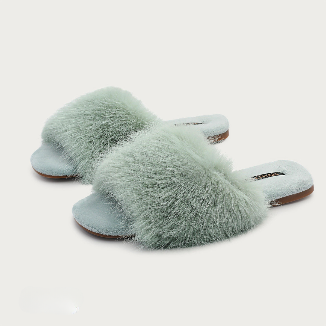 Moon Rabbit Faux Fur Women Indoor Slipper