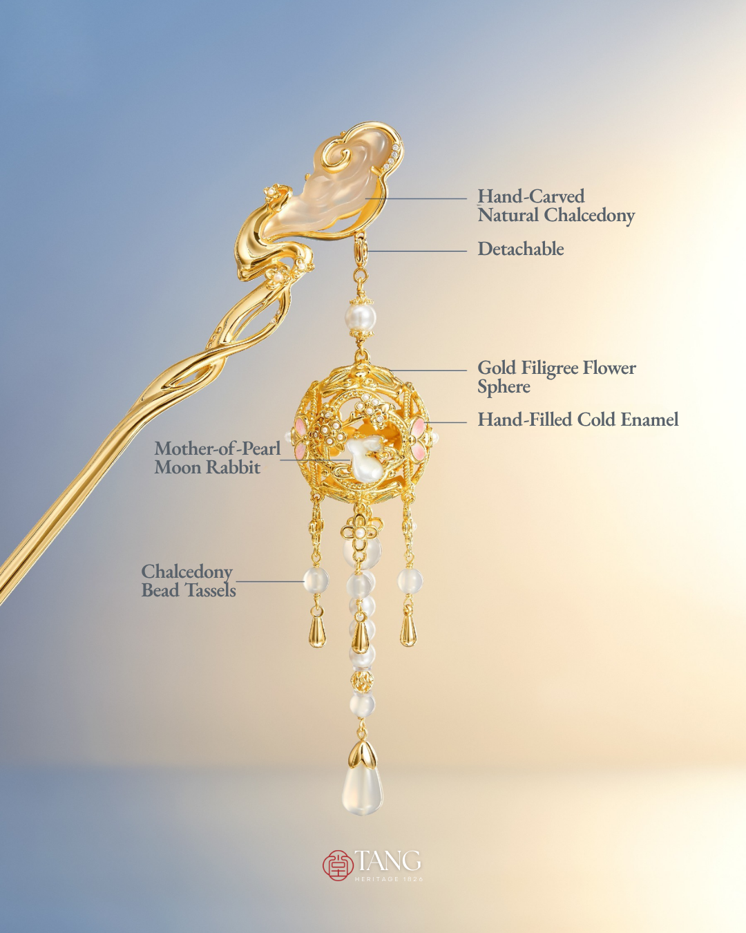 Moon Rabbit Among Clouds Hairpin