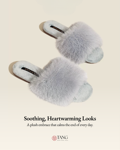 Moon Rabbit Faux Fur Women Indoor Slipper