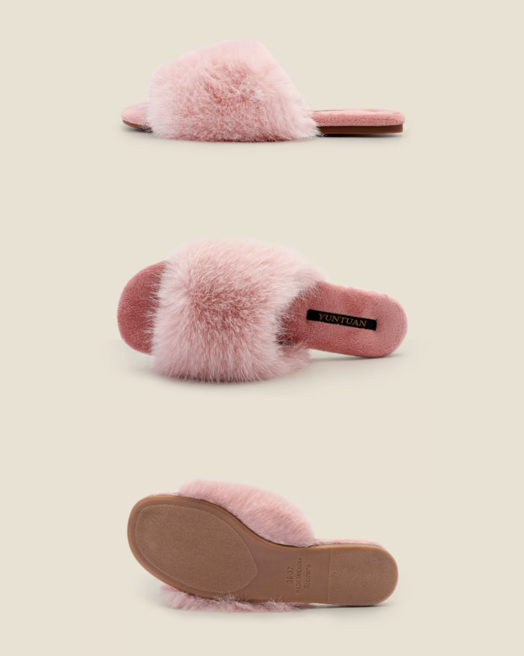 Moon Rabbit Faux Fur Women Indoor Slipper