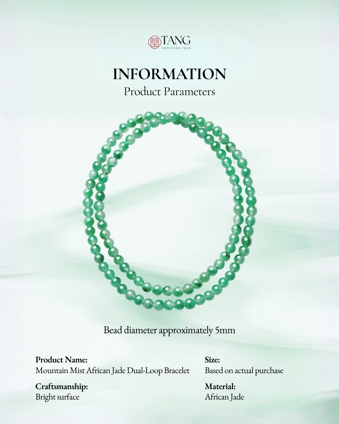 Mountain Mist African Jade Dual-Loop Beaded Bracelet