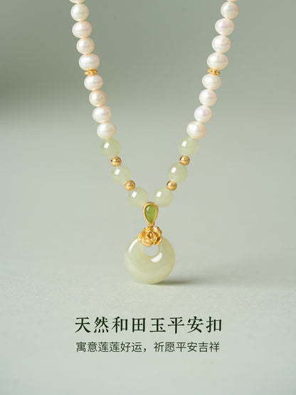 Vivienne Jade Peace Buckle Pearl Necklace