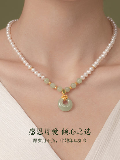 Vivienne Jade Peace Buckle Pearl Necklace