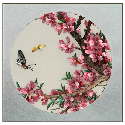 Su Embroidery Framed Wall Painting Art | Peach Blossom and Butterflies