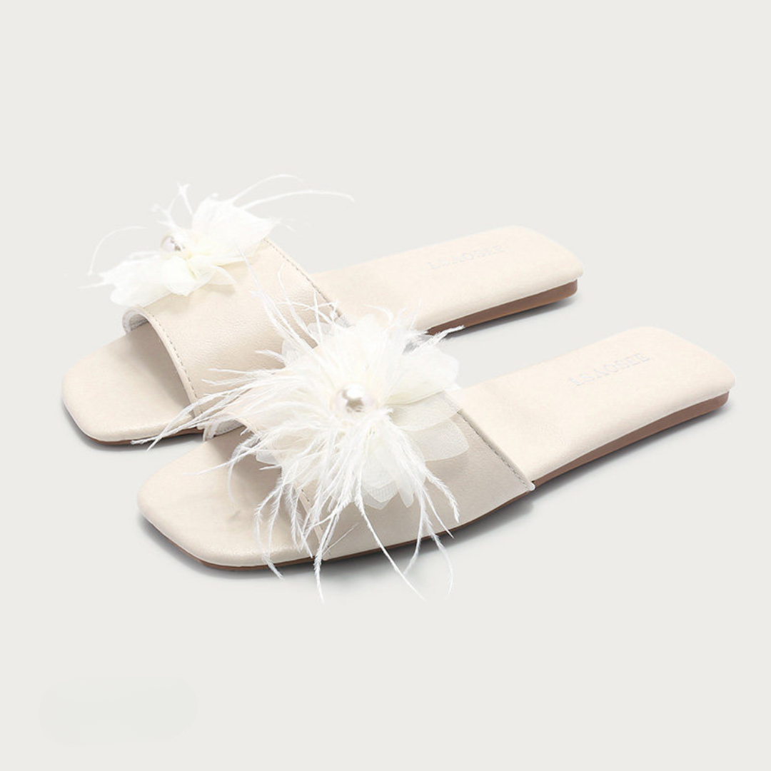 Pearl Plume Feather Women Indoor Slipper