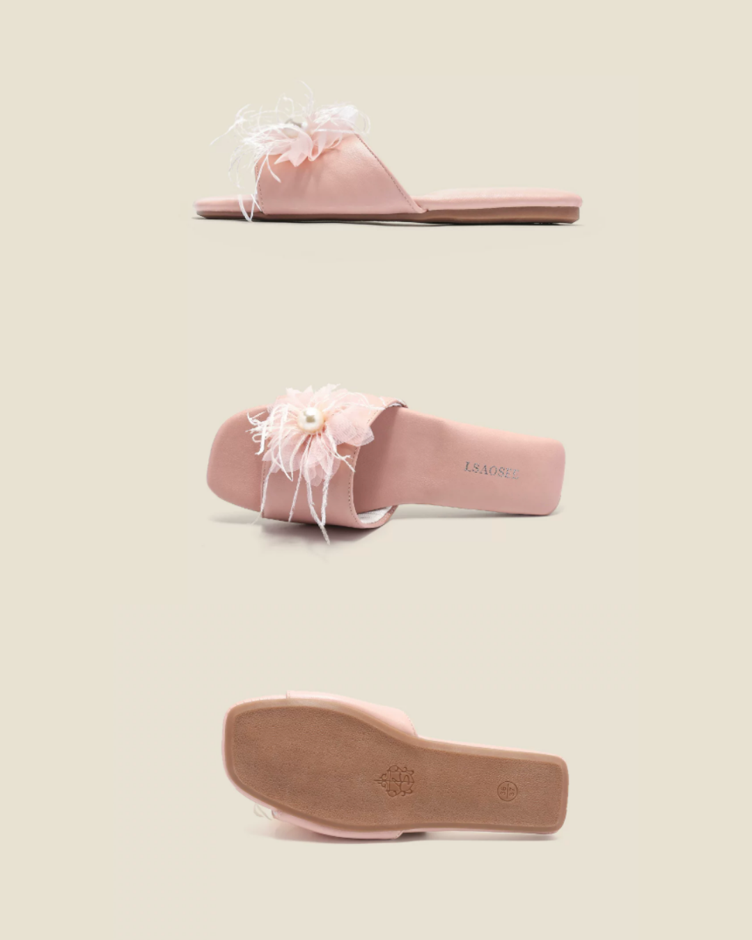 Pearl Plume Feather Women Indoor Slipper