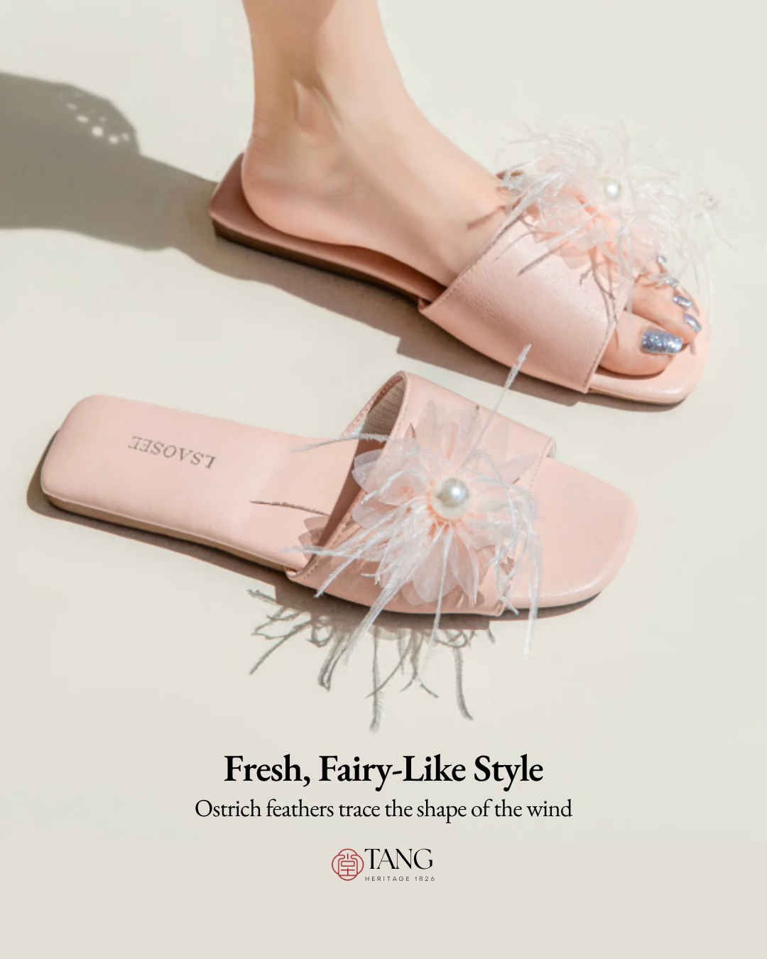Pearl Plume Feather Women Indoor Slipper