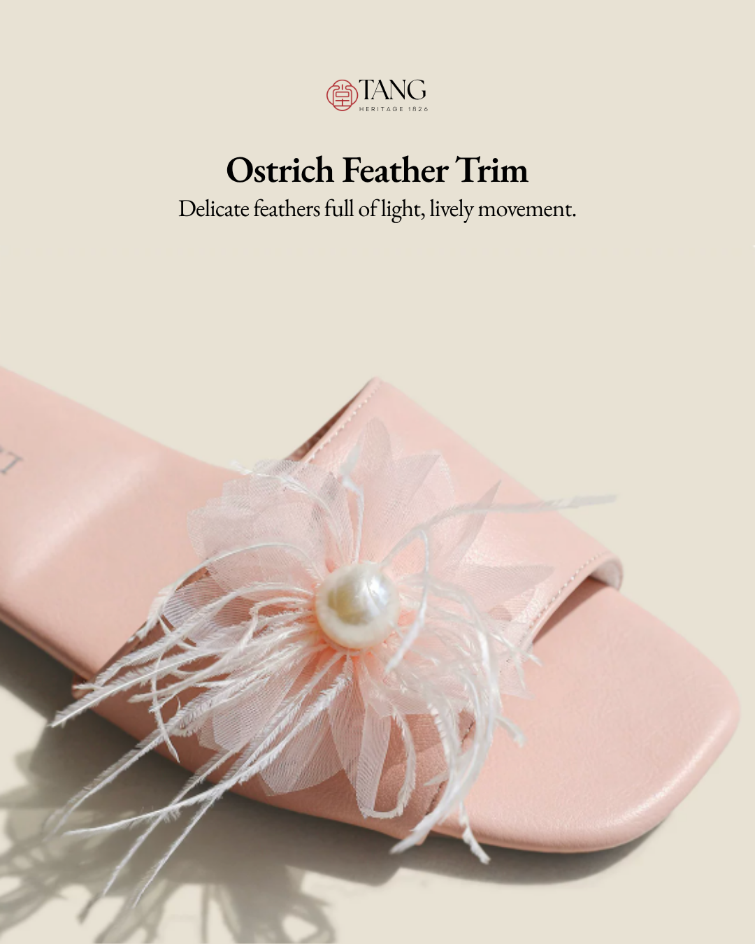 Pearl Plume Feather Women Indoor Slipper