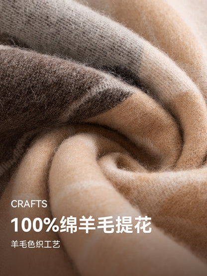 Peony Silhouette Reversible Wool Scarf