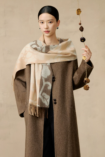Peony Silhouette Reversible Wool Scarf