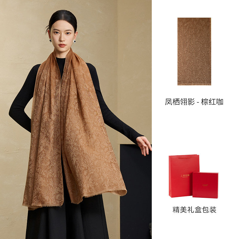 Phoenix Repose Jacquard Cashmere Wrap / Shawl