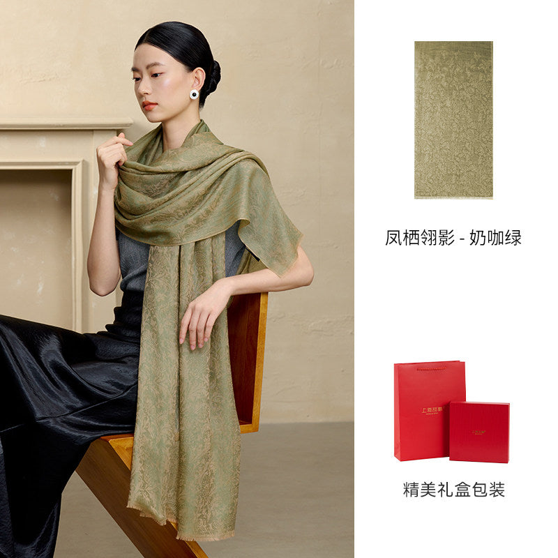Phoenix Repose Jacquard Cashmere Wrap / Shawl