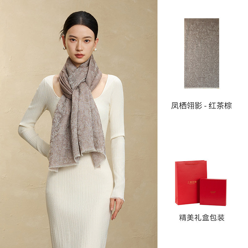 Phoenix Repose Jacquard Cashmere Wrap / Shawl