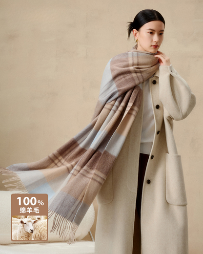 Prismatic Check Reversible Wool Scarf / Shawl