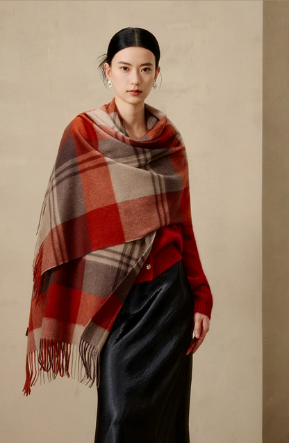 Prismatic Check Reversible Wool Scarf / Shawl