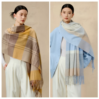 Prismatic Check Reversible Wool Scarf / Shawl