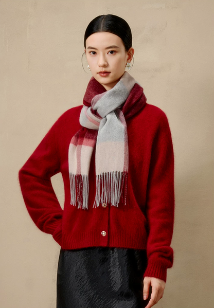 Prismatic Check Reversible Wool Scarf / Shawl