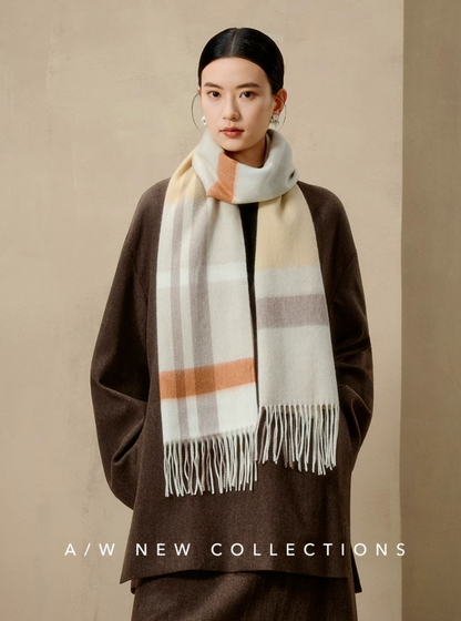 Prismatic Check Reversible Wool Scarf / Shawl