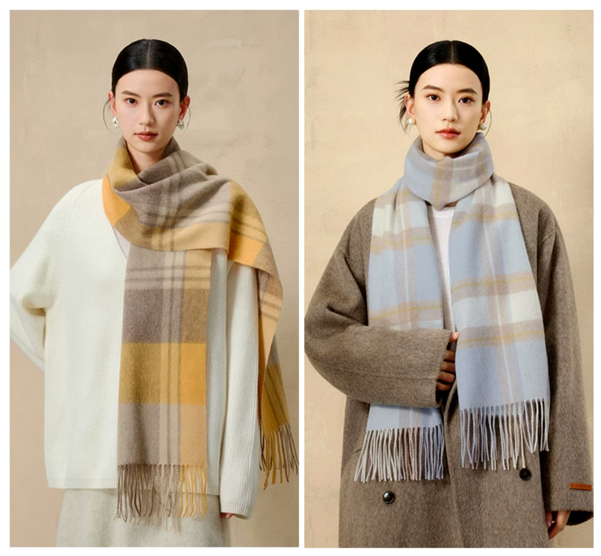 Prismatic Check Reversible Wool Scarf / Shawl