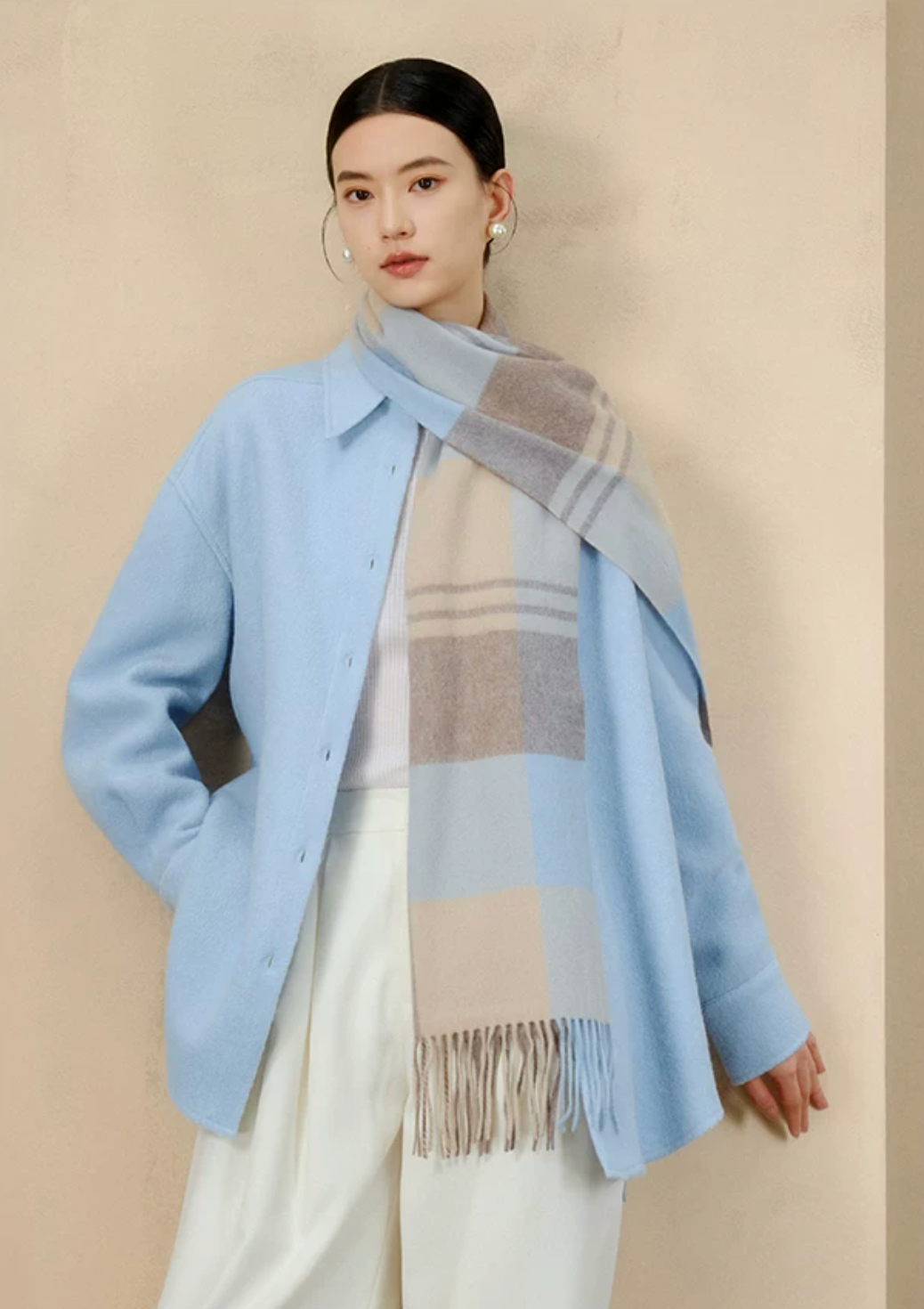 Prismatic Check Reversible Wool Scarf / Shawl