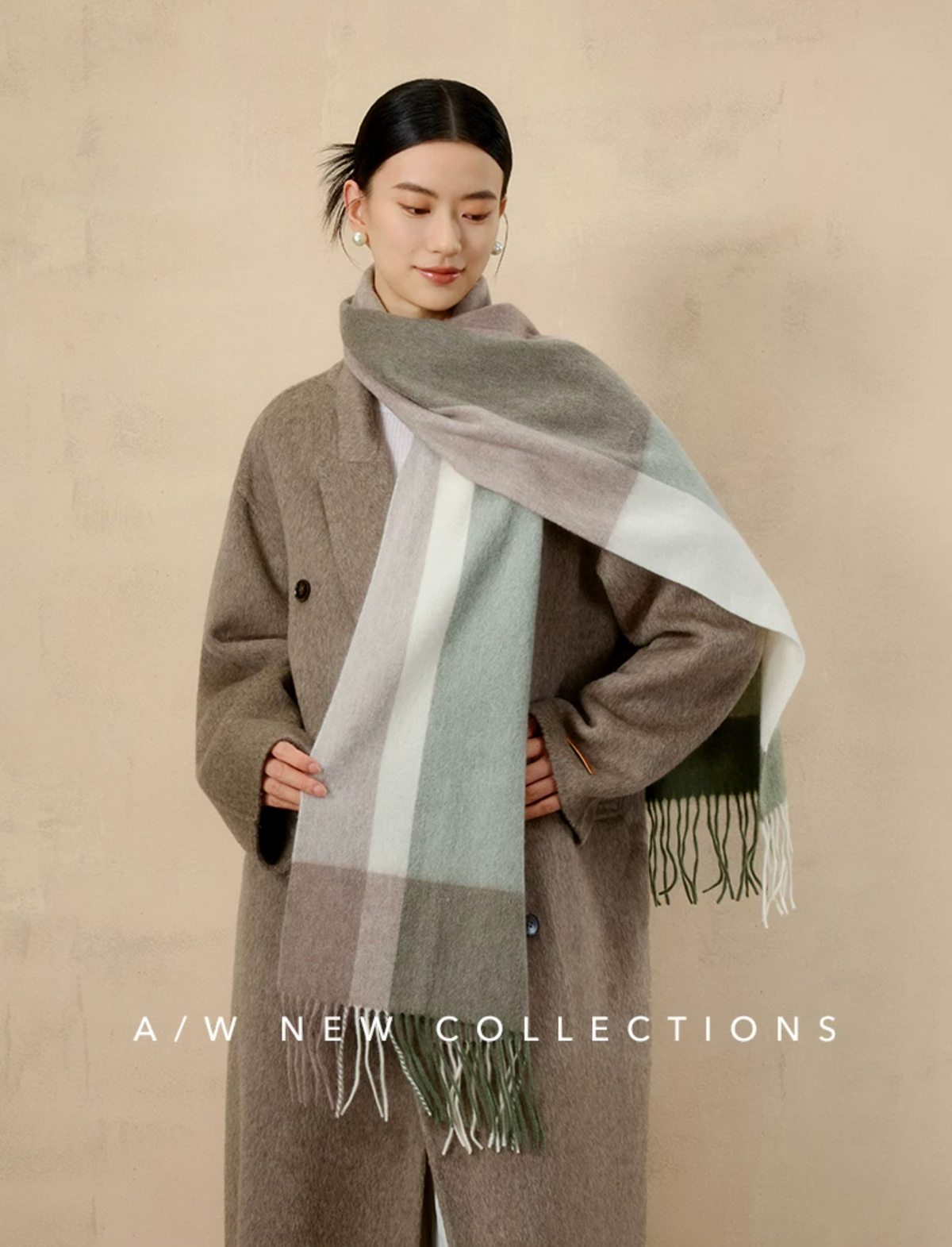 Prismatic Check Reversible Wool Scarf / Shawl