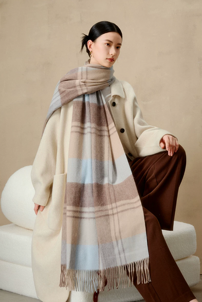 Prismatic Check Reversible Wool Scarf / Shawl