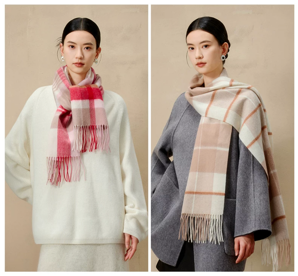 Prismatic Check Reversible Wool Scarf / Shawl