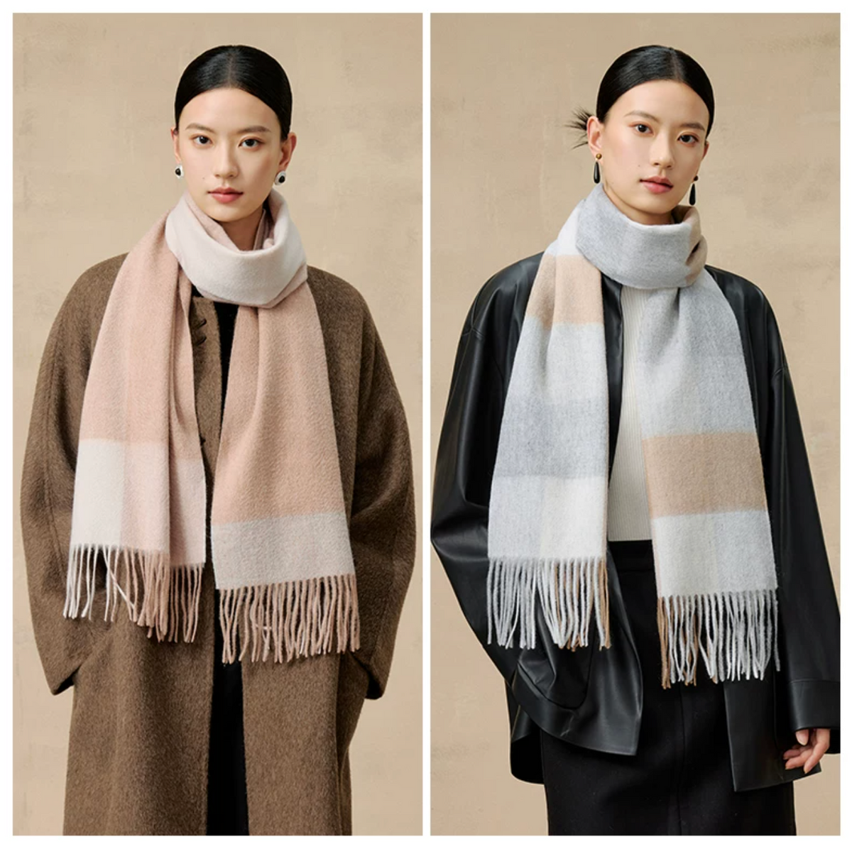 Prismatic Check Reversible Wool Scarf / Shawl