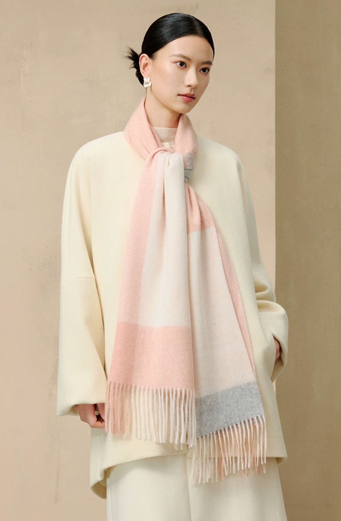 Prismatic Check Reversible Wool Scarf / Shawl