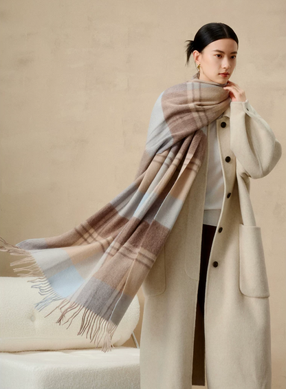 Prismatic Check Reversible Wool Scarf / Shawl