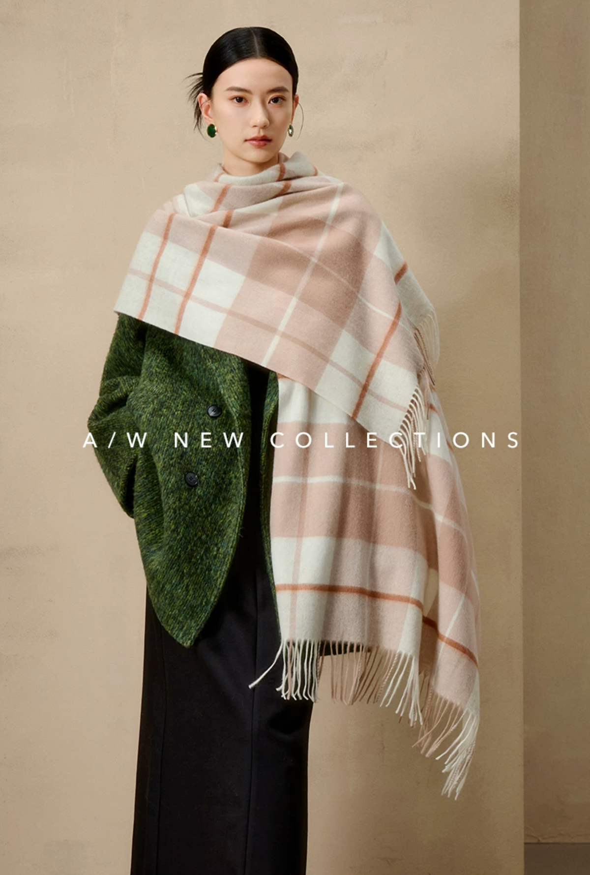 Prismatic Check Reversible Wool Scarf / Shawl