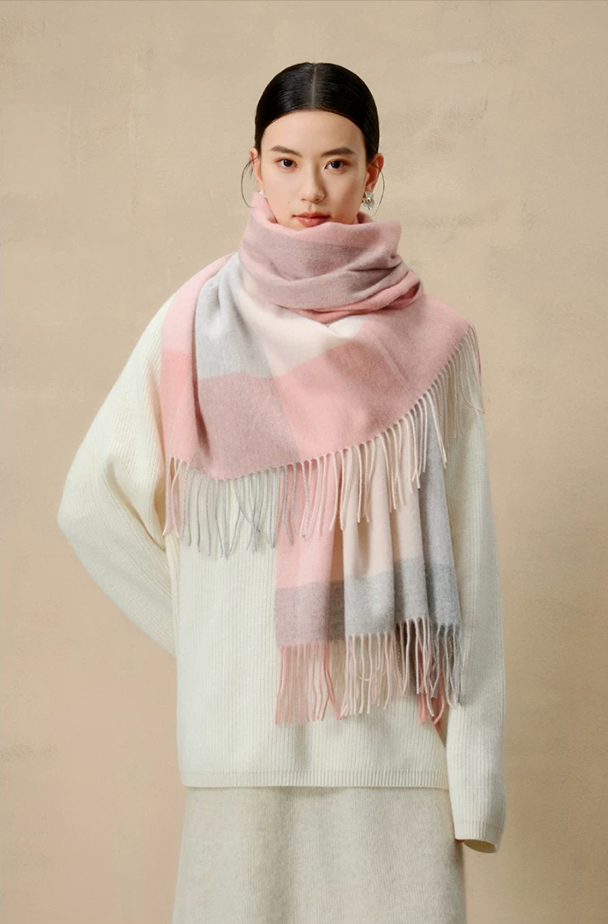 Prismatic Check Reversible Wool Scarf / Shawl