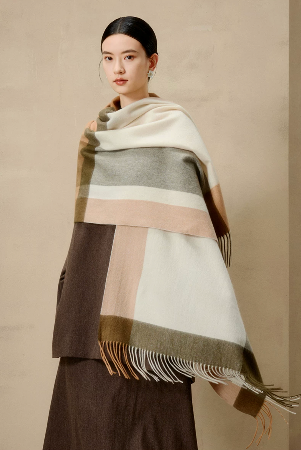 Prismatic Check Reversible Wool Scarf / Shawl