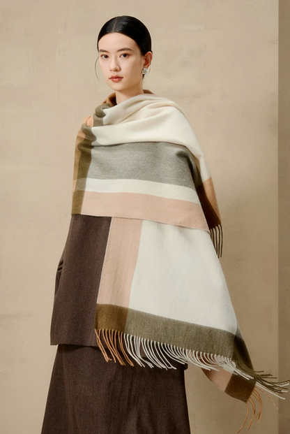 Prismatic Check Reversible Wool Scarf / Shawl