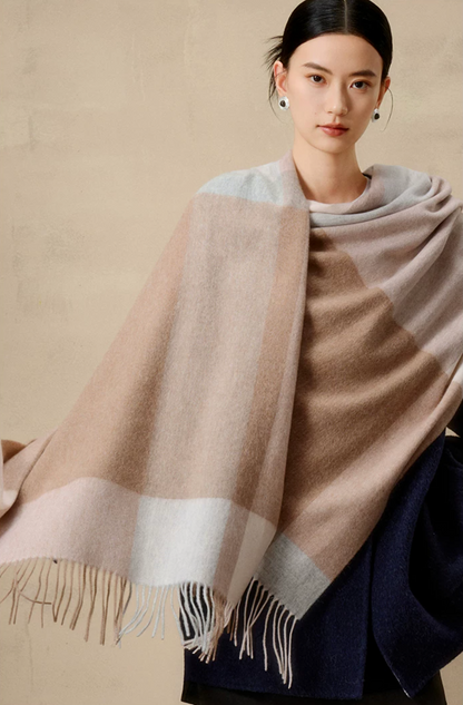 Prismatic Check Reversible Wool Scarf / Shawl